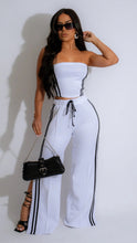 Missed Flights Tube Top & Side Stripe Pant Set- White