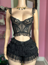 I’m All That Ruffle Lace Shorts Set- Black