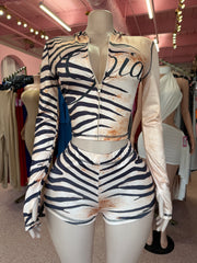 Gam Gia Jacket & Short Set- Zebra