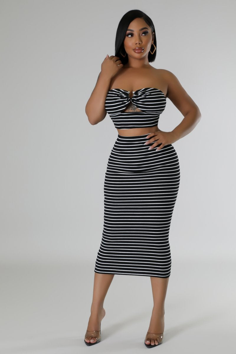 Switching Lanes Skirt Set- Black