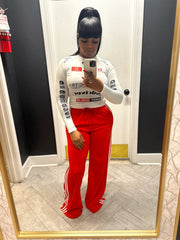 Open Me Up Sweat Pants- Red