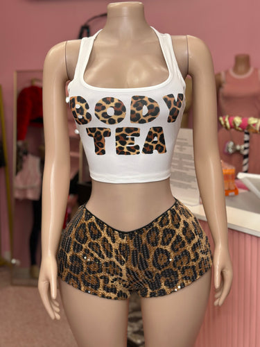 Body Tea Leopard Graphic Top- White
