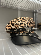 Leopard Print Spike Hat with Silver Accents