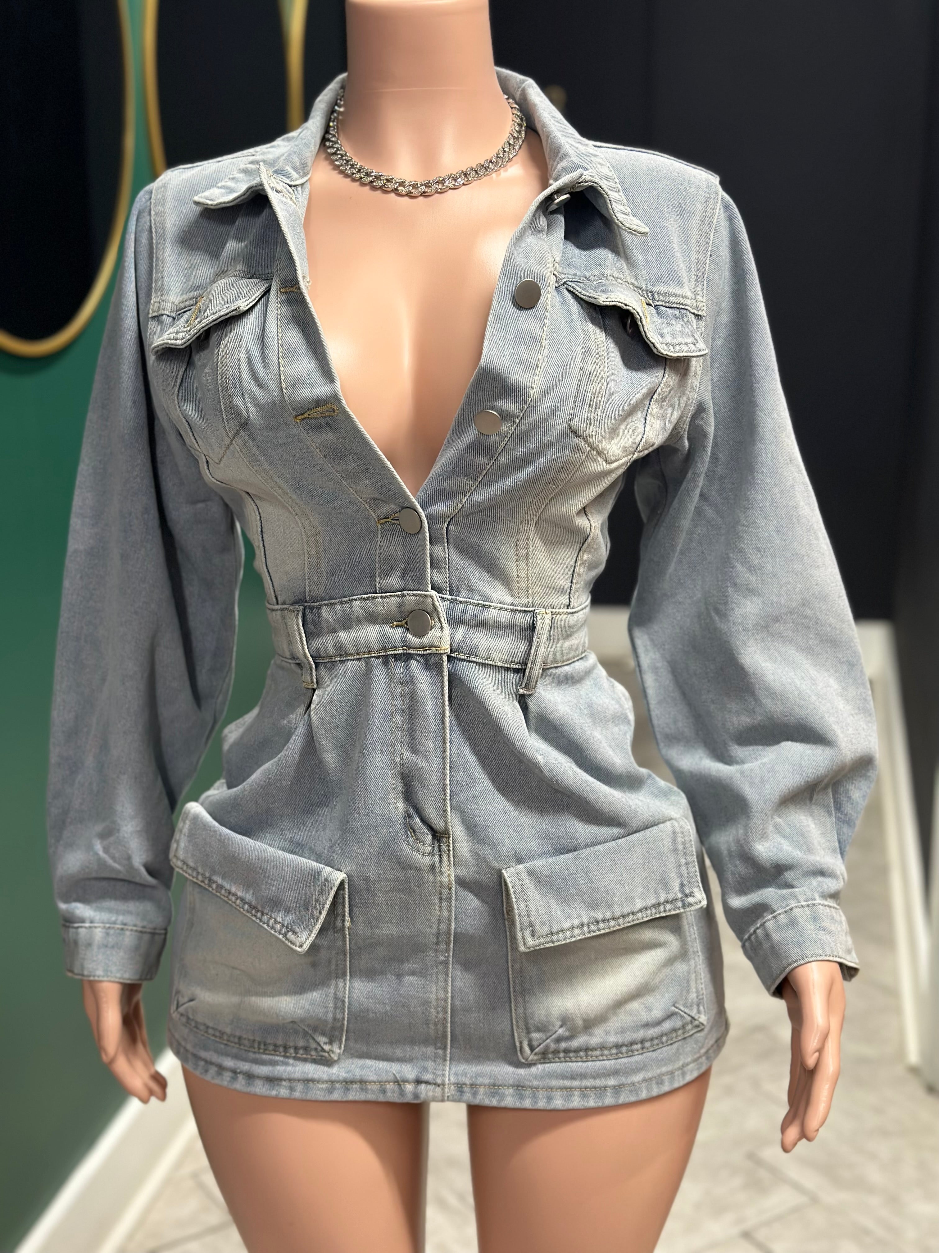 More Of Me Denim Dress W/Leg Warmers