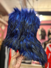 Wynter Fluffy Faux Fur Boots- Royal Blue Mix