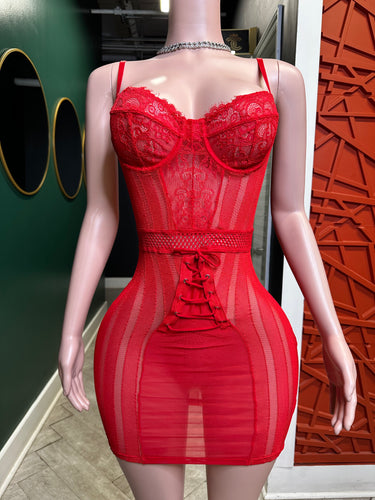 Stand On That Mesh Dress- Red