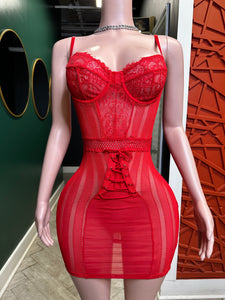Stand On That Mesh Dress- Red