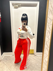 Open Me Up Sweat Pants- Red