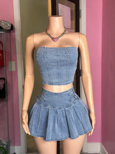 The Weekend Denim Tube Top & Pleated Skirt Set