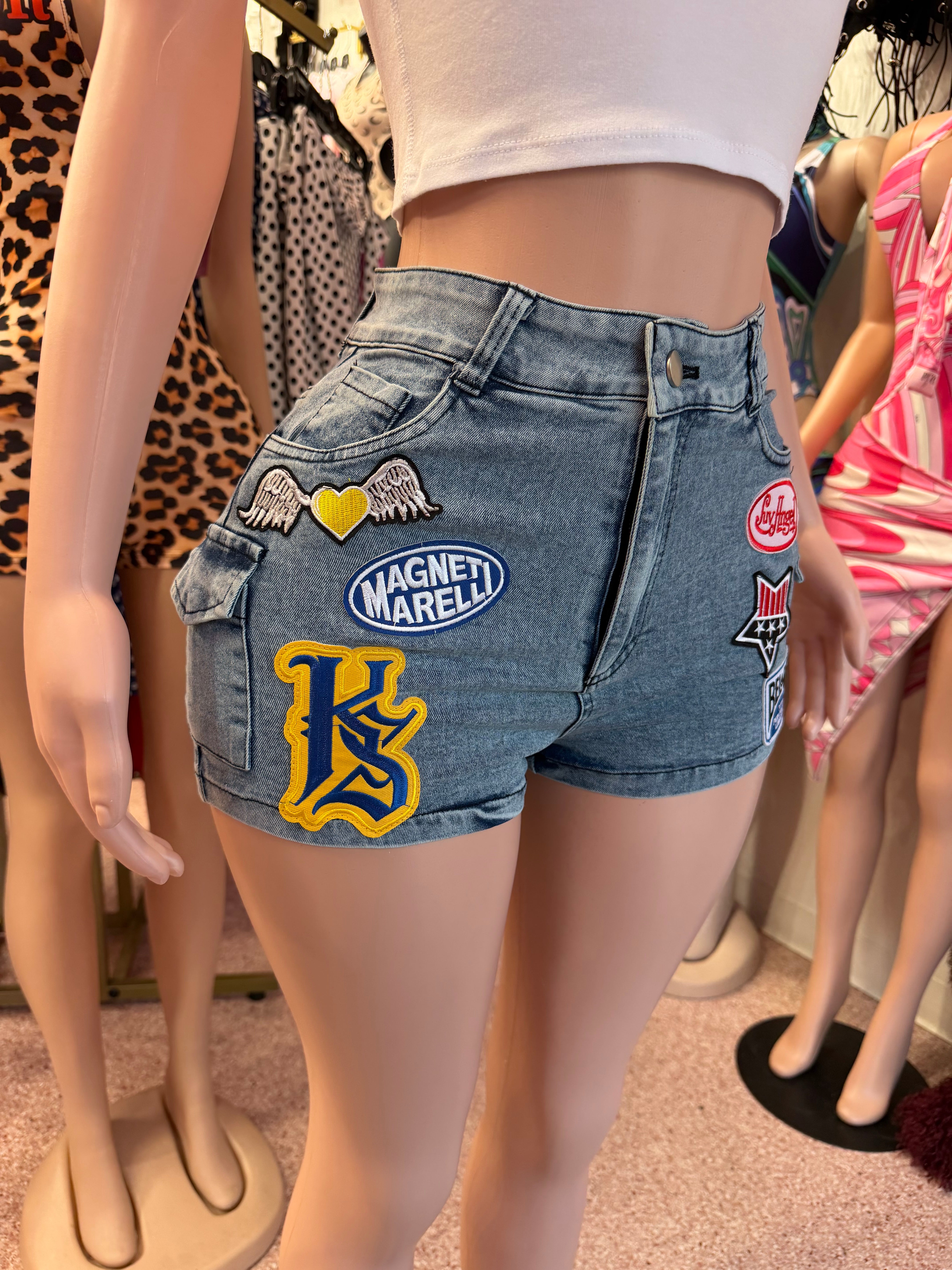 Fast Lane Patch Denim Shorts
