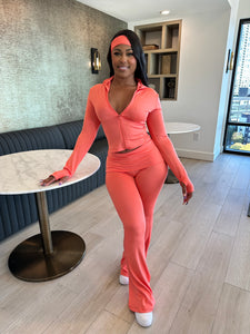 In Transit Set w/ Headband- Coral