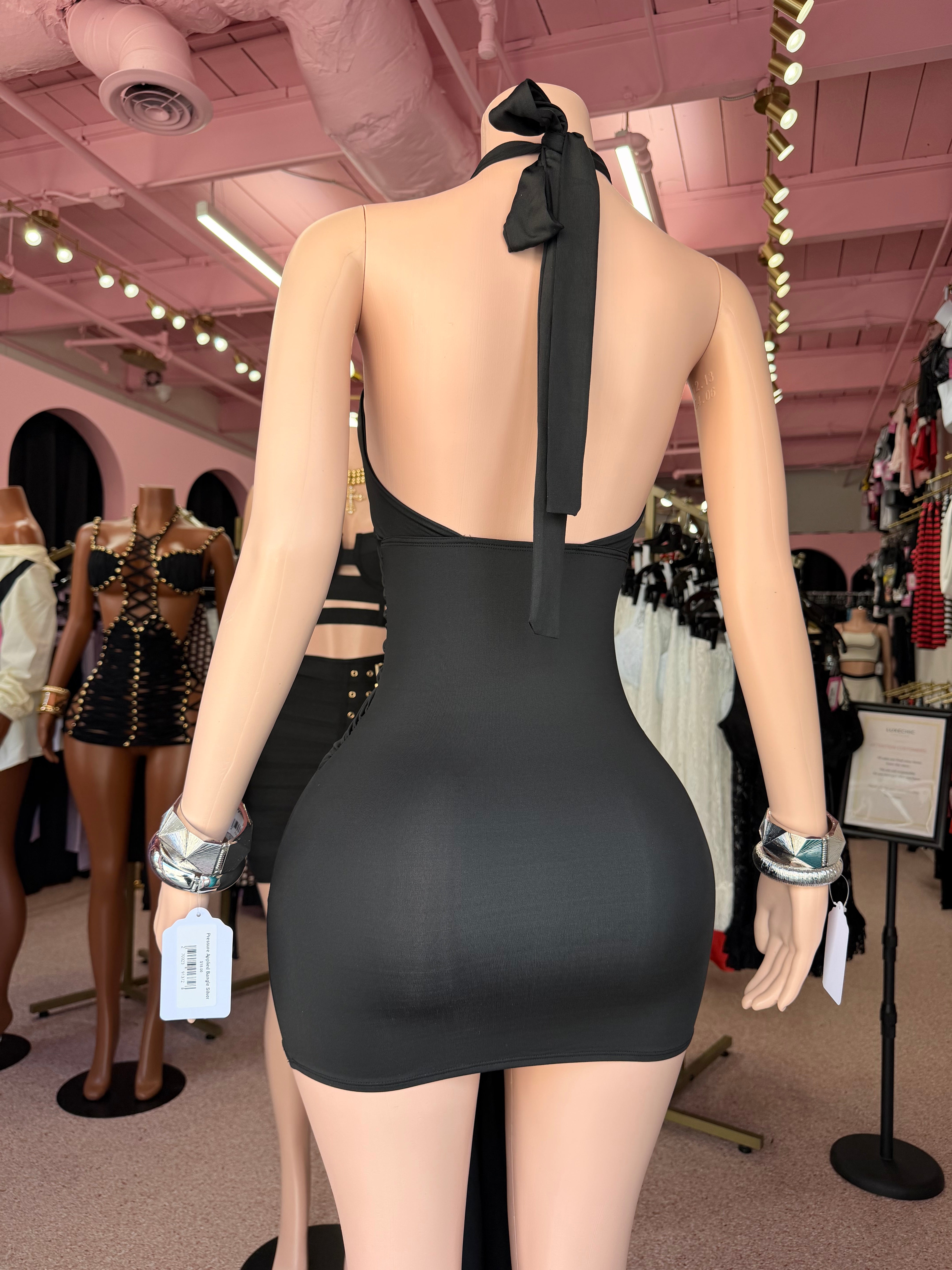 Deep In Temptation Mini Dress- Black