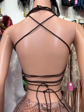 Lia Distressed Leather Studded Halter Top- Brown