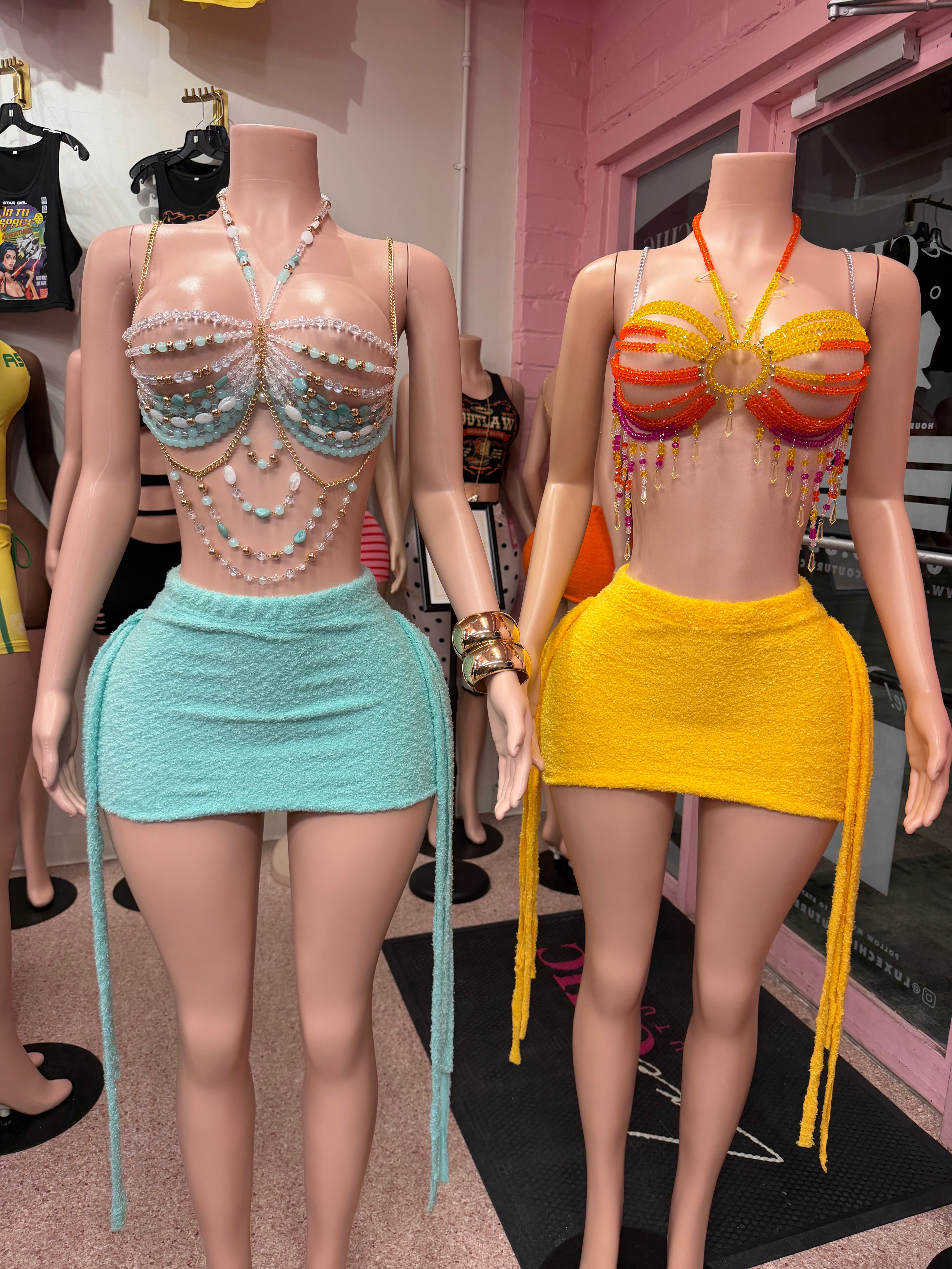 Golden Hour Goddess Beaded Set- Yellow/Orange