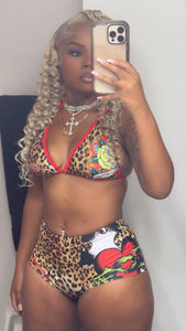 Hardy Leopard 2 Piece Bikini Top & Short Set