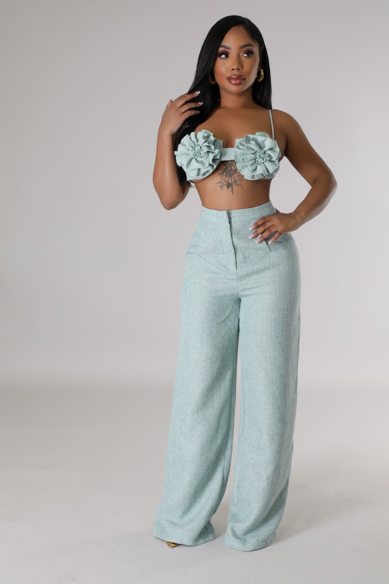 Flights To Ibiza Pant Set- Sage