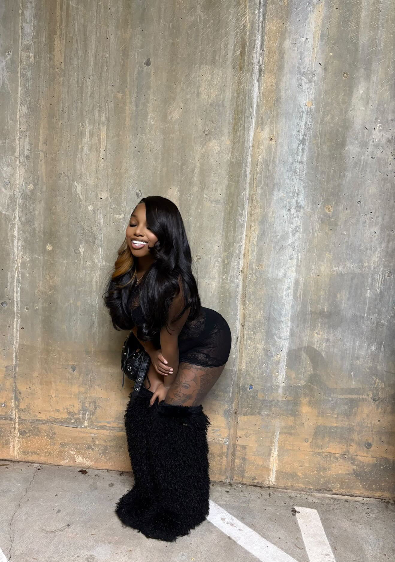 *Pre-Order 10-15 business days then ship* Shaggy Mongolian Fur Thigh High Boots- Black