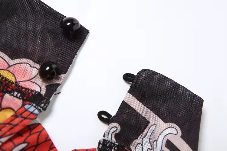 Tattoo Mesh Romper - Multi