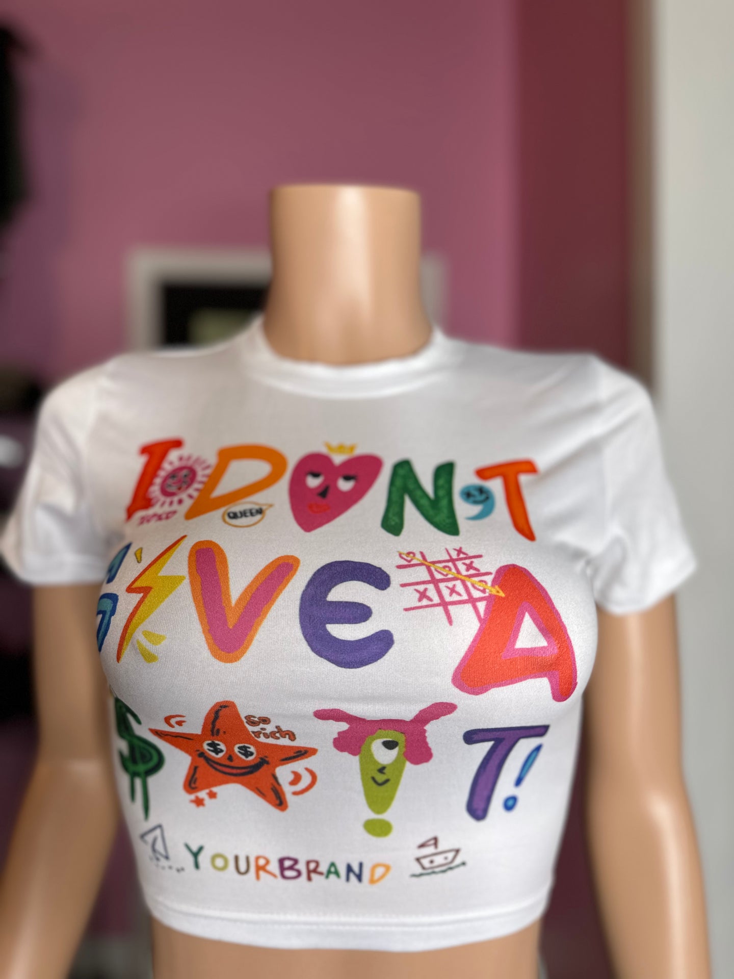 Don’t Give A Shtzz Graphic Crop Top- White