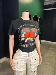 Pretty Roses Graphic Oversize Top- Black