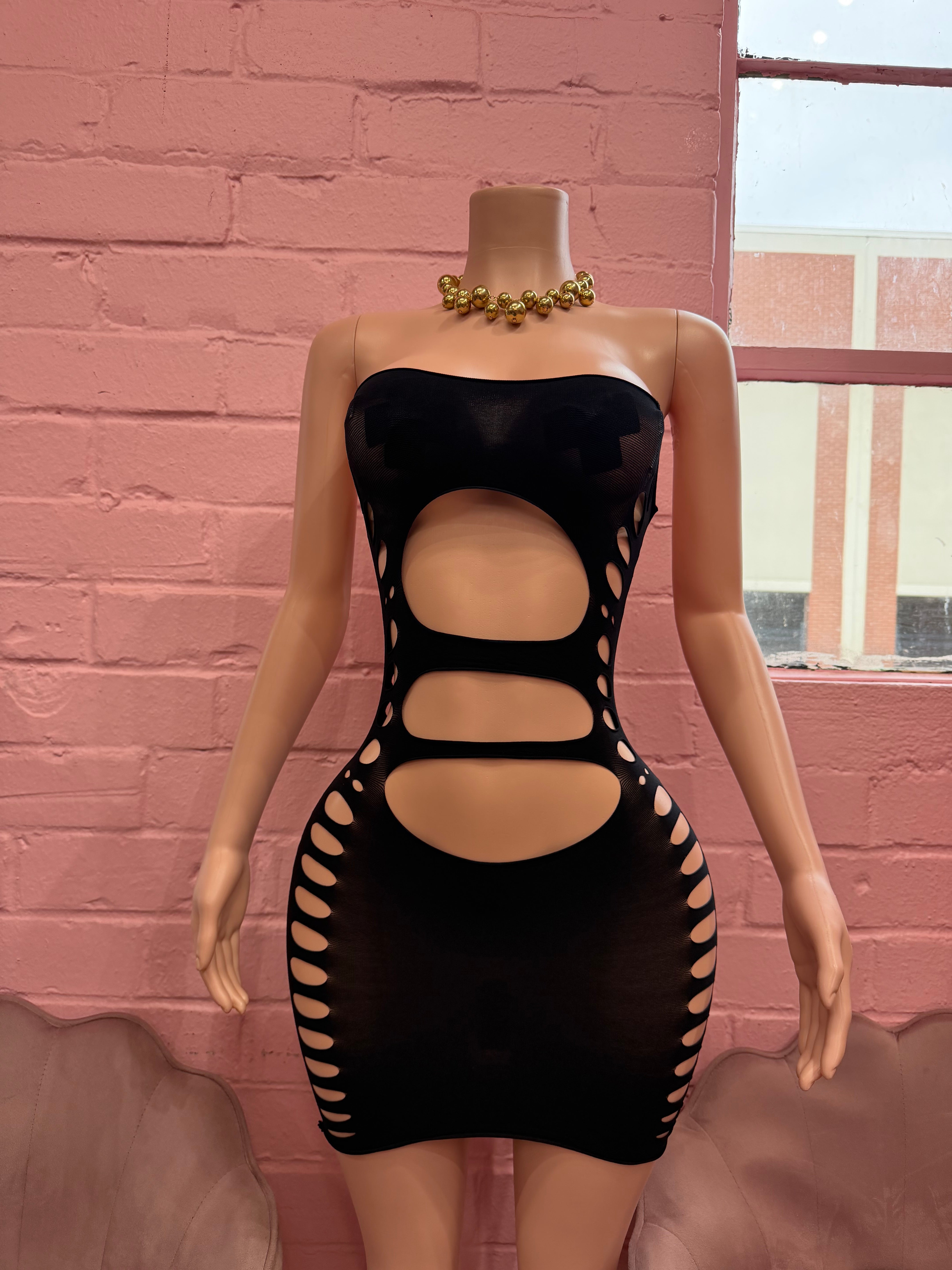 Unapologetic Cutout Mini Dress – Black