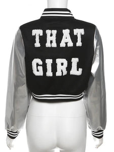 That Girl Varsity Jacket- Black