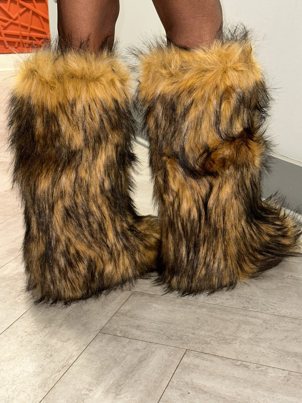 Wynter Fluffy Faux Fur Tall Boots- Brown – Luxechic Couture