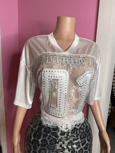 Authentic Lace Studded Jersey- White