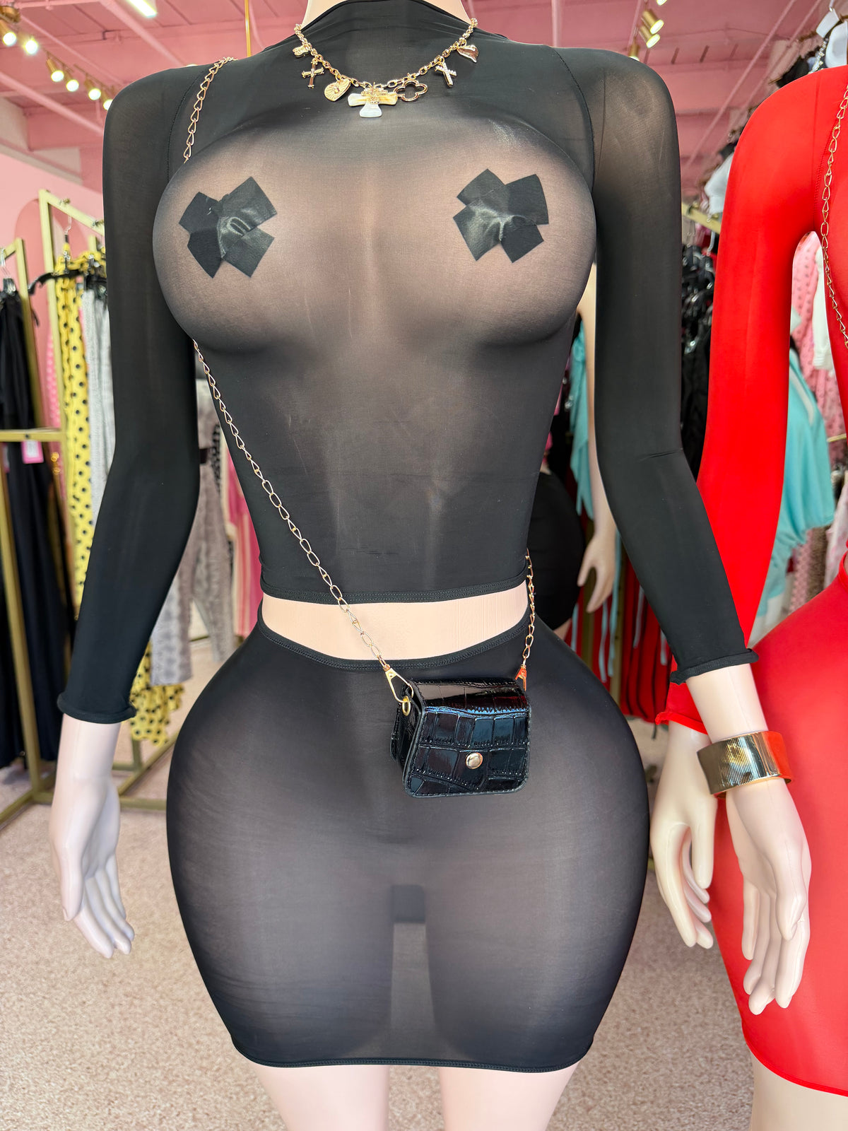 See Right Through Me Sheer Skirt Set