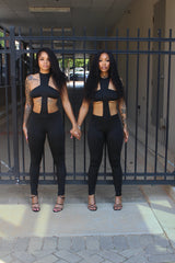 You've Got Mail Halter Jumpsuit- Black