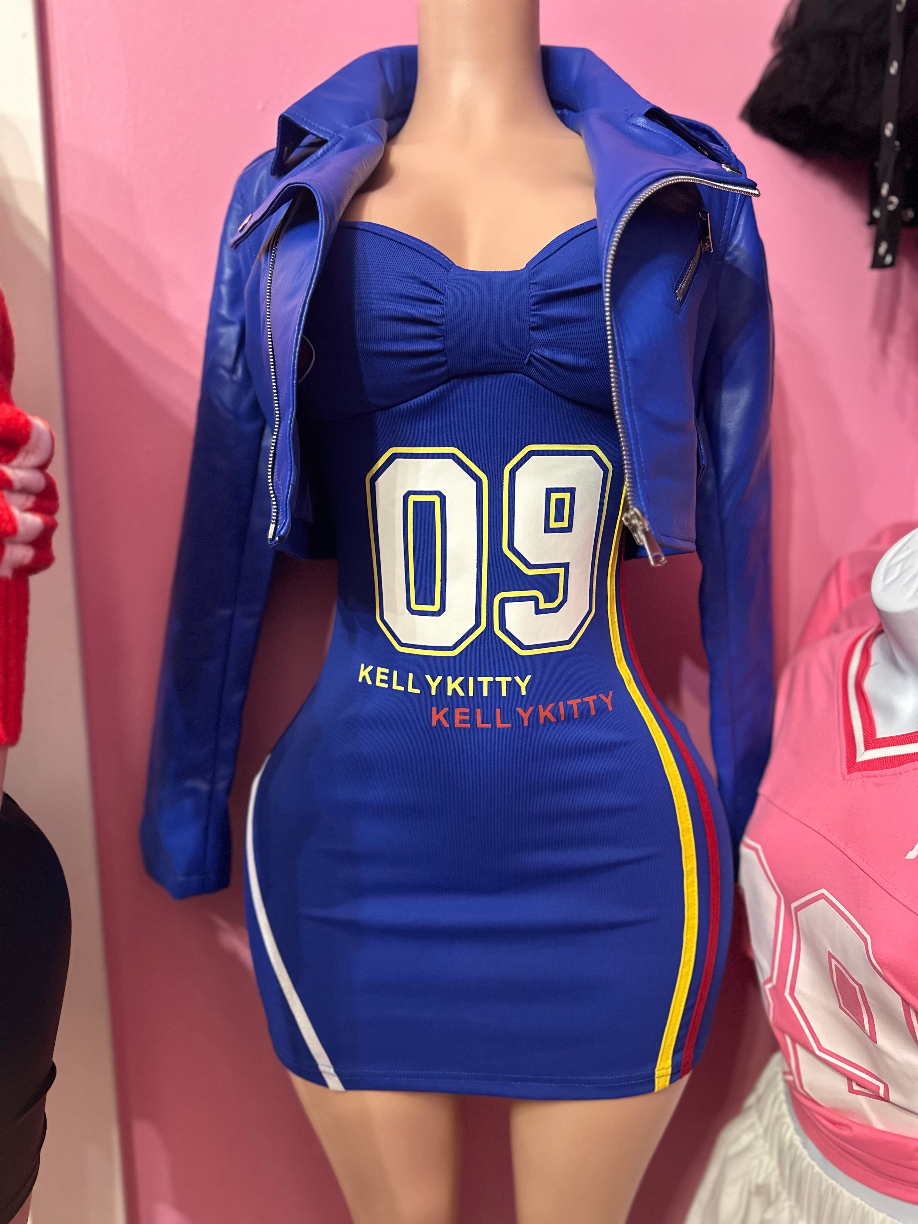 PU LEATHER BIKER JACKET- Royal