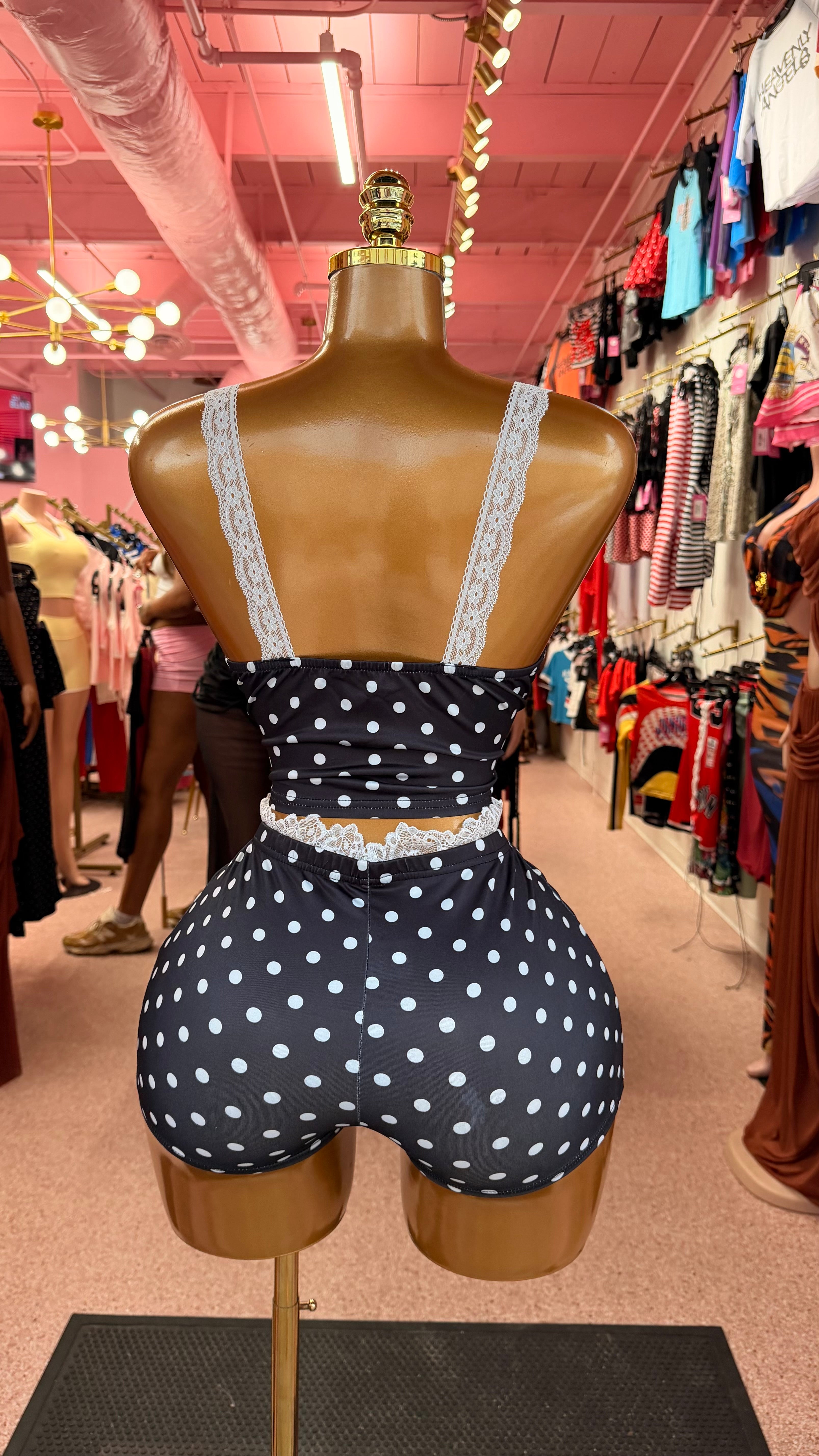 Good Girl Gone Dotty Short Set- Black