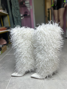 Frosted Fluff Boots- White