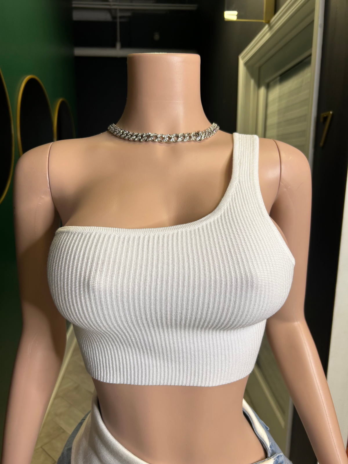 Addicted To You One Shoulder Top-White