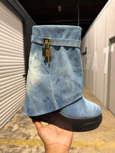 Lock It Down Denim Platform Boots – Light Wash