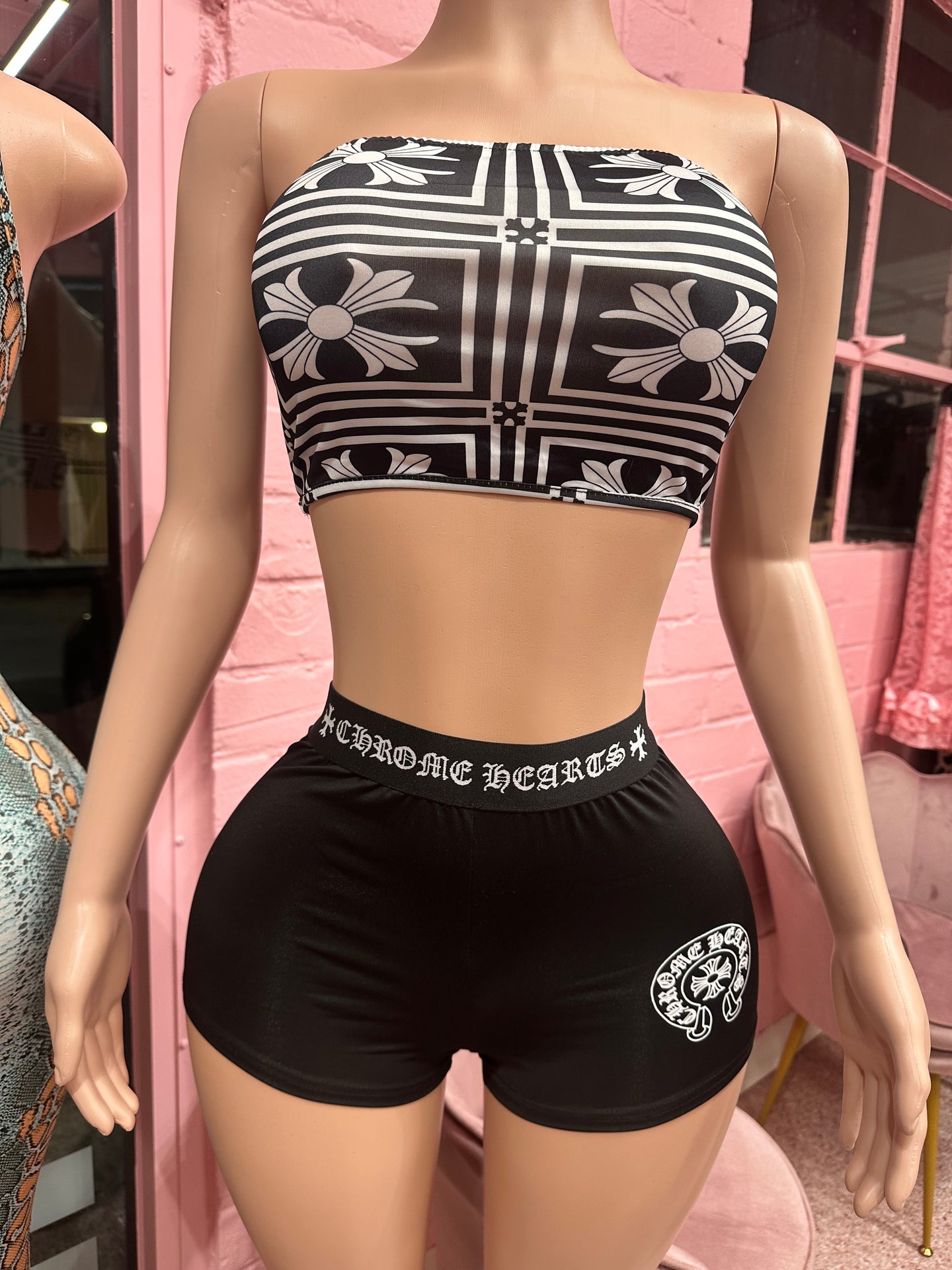 Chrome Things Tube Top & Short Set- Black