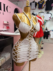 (Pre-Order) Dangerously Entangled Mini Dress- White