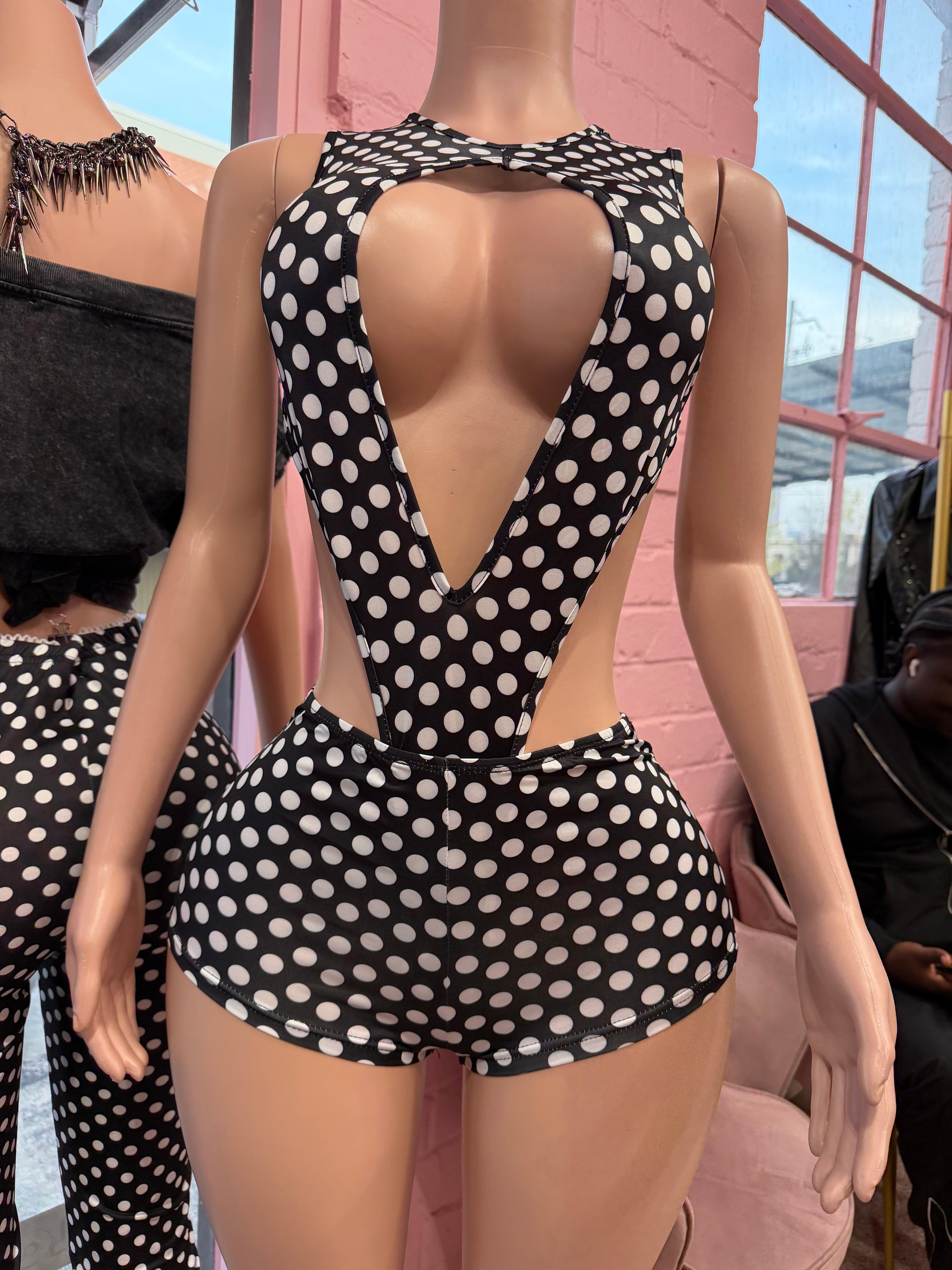 Polka Dot Tease Set – Black/White