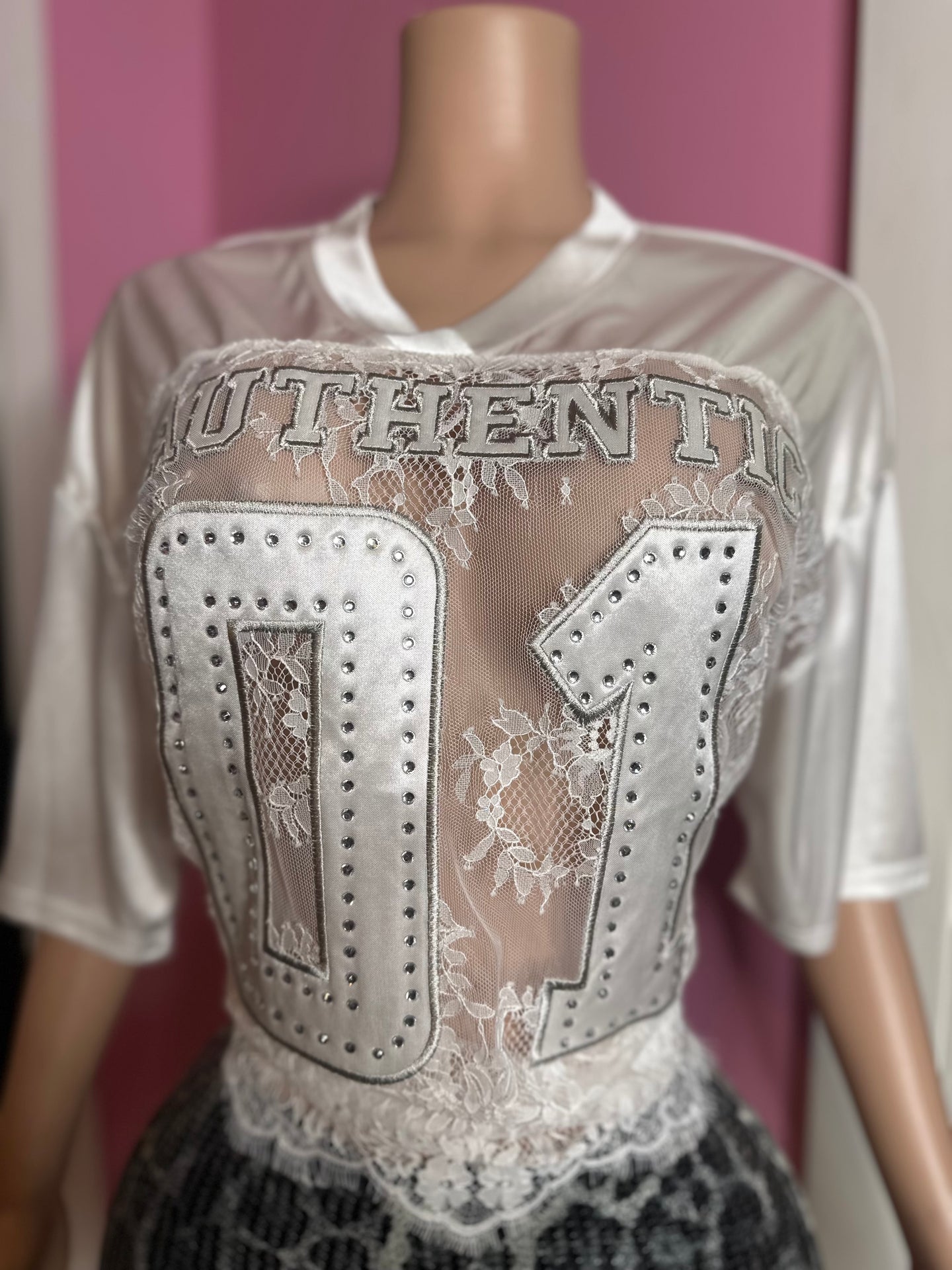 Authentic Lace Studded Jersey- White