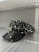 Leopard Print Spike Hat with Silver Accents- Gray