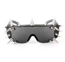 Spiked Out Goggle Wrap Round Sunglasses- Black