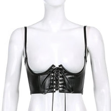 Women's Leather Underbust Bustier Top-  Black