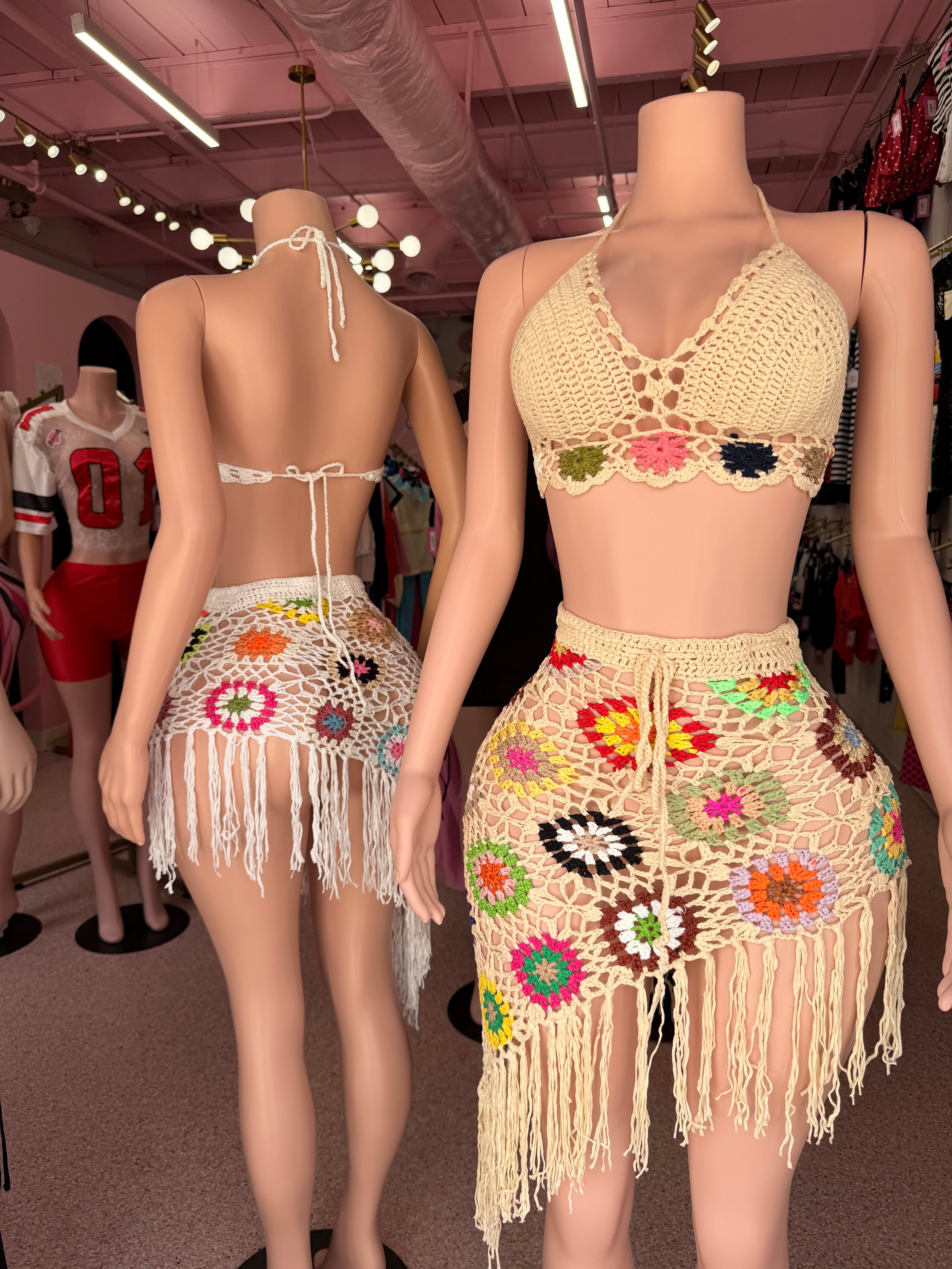 Waterfalls Coverup Knitted Skirt Set