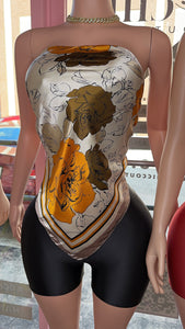Glamour In Silk Scarf Short Set- Black
