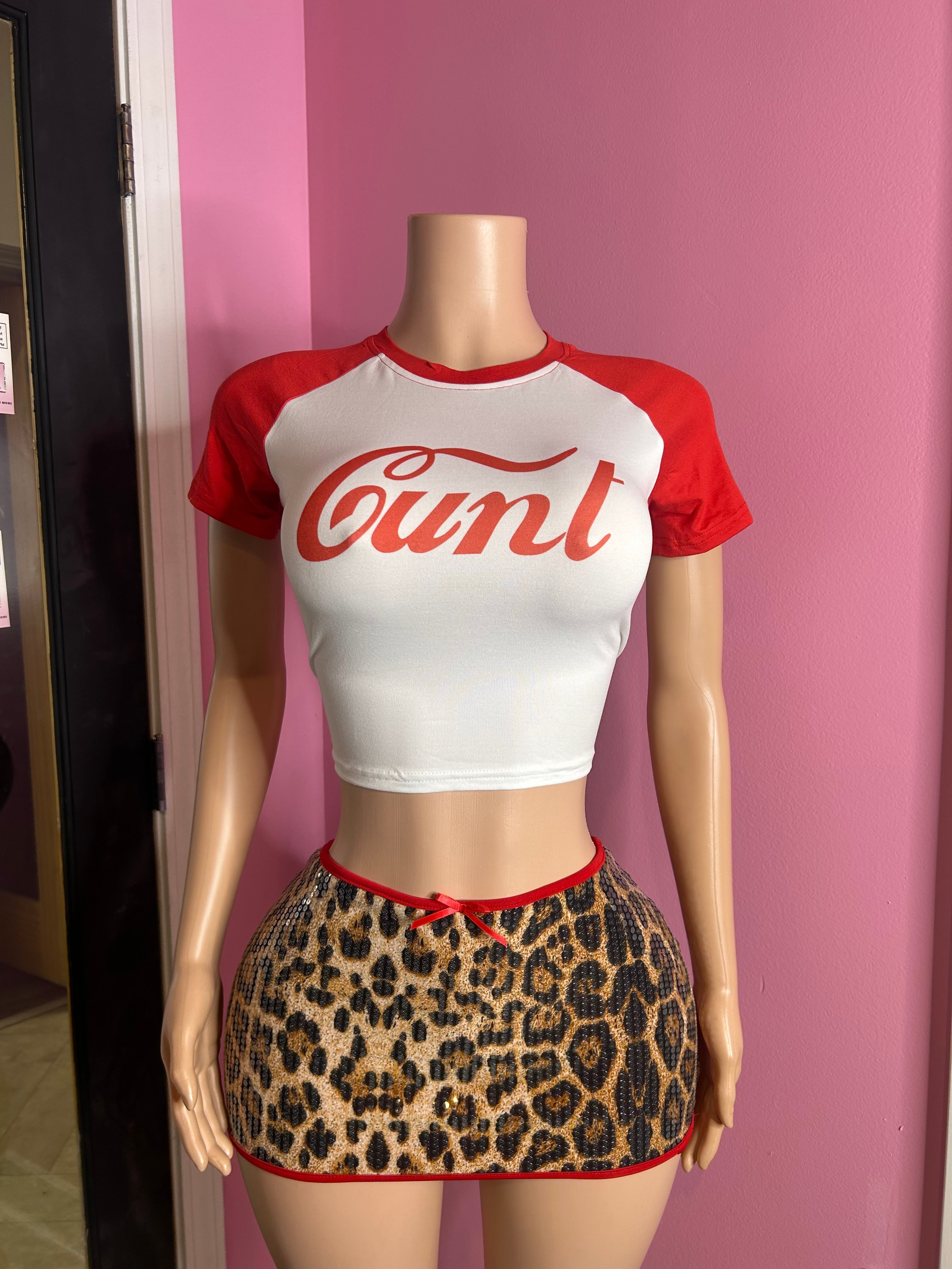 Cunt Graphic Top- White/Red