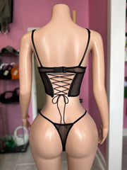 *Pre-Order* (10-15 days then ship) Pure Night Lace Corset Top- Black/Pink
