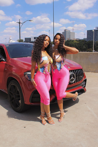 Obscure Passion Capri Set- Pink Multi