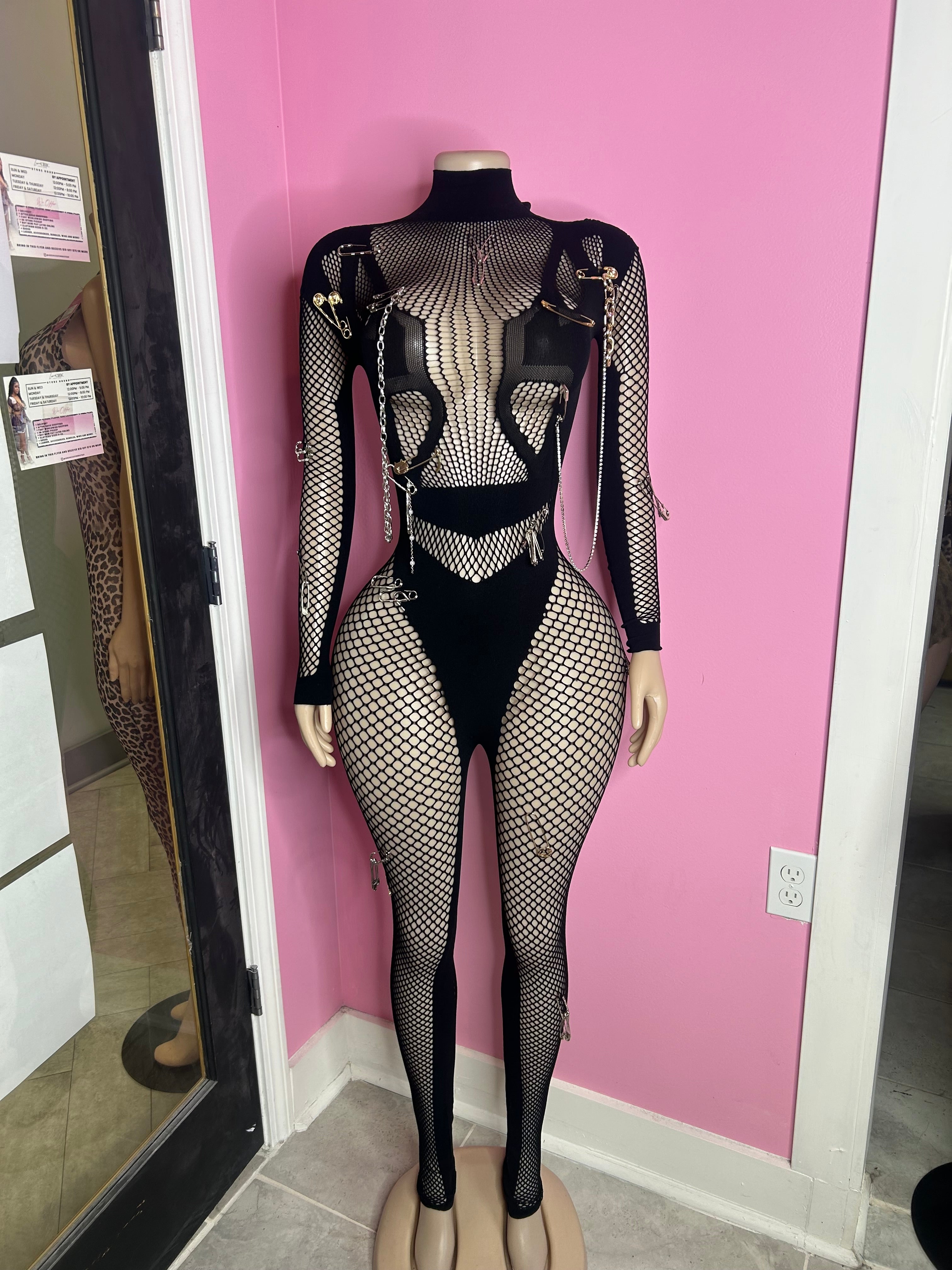 Seamless Chained Poster Girl Jumpsuit- Black