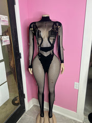 Seamless Chained Poster Girl Jumpsuit- Black