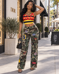 Boot Camp Baddie Cargo Pants- Camo Patch